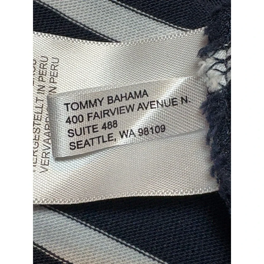 Tommy Bahama Women’s Top Navy & White Striped Lace Up 3/4 Sleeve Size Medium